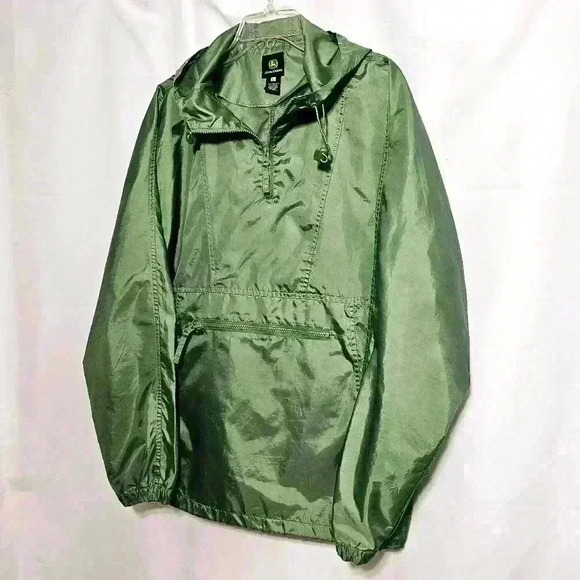 John Deere Mens Green Wind/Rain Resistant Pullover Polyester Jacket Large - Picture 2 of 9
